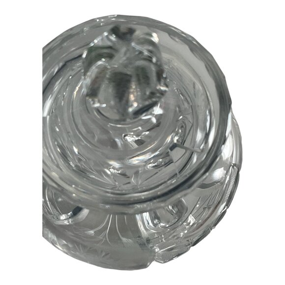 VTG Cut Crystal Condiment Jar with Spoon Notch – Footed Bohemian Style – Molded - Picture 2 of 8